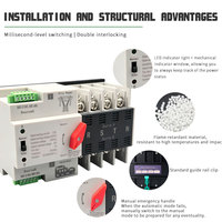 Interruptor de Transferencia Automática (ATSE) Trifásico de 4 Polos, 125A, Tipo PC I-II, de Dos Etapas, 4P 50kA, para Generador de 20KW