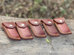 Cuchillo Plegable de Damasco Hecho a Mano, Cuchillo de Bolsillo con Mango de Cuerno de Acero, Multifuncional, Industrial, OEM, DIY, Funda de Cuero, EDC para Exteriores - Product Image 4