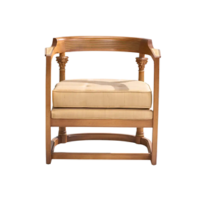 Sillón de Madera Maciza con Cojín Tapizado, Sillón Clásico de Diseño Elegante para Sala de Estar, Hotel, Cafetería, Muebles de Interior - Product Image 1