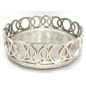 Plateau de service en aluminium avec poignées en forme de plante à vendre Home Wedding Tabletop Decoration Customized Logo - Product Image 3
