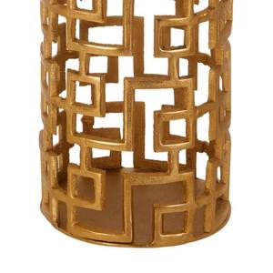 Lanterne porte-bougie cylindrique moderne en métal ajouré, motif clé grecque géométrique, support votif pour mariage, table et décoration intérieure - Product Image 3