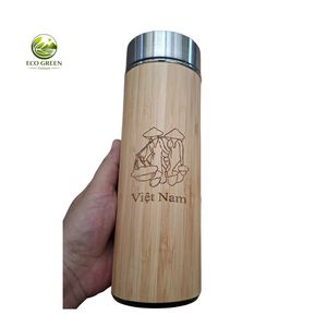Natural Wood Bamboo Thermos Flask, Stainless Steel Inside <b>Insulated</b> Coffee <b>Mug</b>, Wholesale Business Gift - Product Image 2