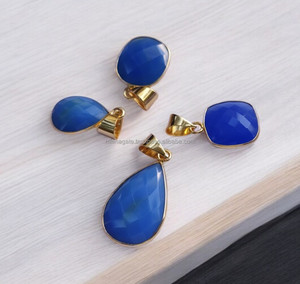 Top vente bleu Onyx pendentif collier qualité pierre précieuse naturelle à facettes sculpté mode cristal bijoux en vrac pour la vente en gros - Product Image 3