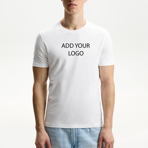 Chemises blanches minimalistes pour hommes, coupe ajustée, 100 % coton, personnalisation de marque, t-shirt basique léger, été, vente en gros, OEM - Product Image 1