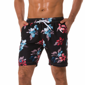 Shorts de Playa para Hombre con Estampado Floral, Secado Rápido, Cintura con Cordón, Estilo Casual con Bolsillos, Corte Medio - Product Image 1
