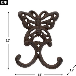 Steel Birds Garden Hook Handmade <b>Wall</b> <b>Mounted</b> Waterproof Durable Eco-Friendly Single Hanging <b>Plant</b> Hook Black Animal Design - Product Image 4