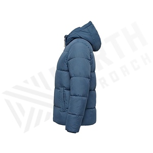 Hooded Quilted Waterproof <b>Bubble</b> Jacket Black Full Sleeve Winter Windproof Cotton Shell Knitted Fabric Polyester Filling Stand - Product Image 3
