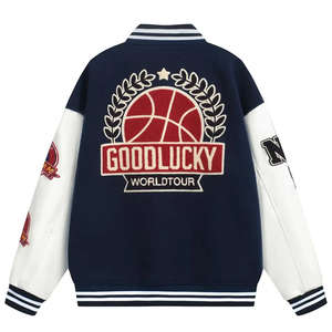 Chaqueta de béisbol estilo grafiti para hombre, OEM, logotipo personalizado, bordado de chenilla en la manga, chaqueta vintage estilo Letterman Varsity. - Product Image 2