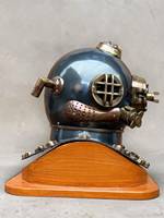 Réplique de casque de plongée antique en cuivre, sculpture nautique de collection, finition électroplaquée, découpe, impression, détails de moulage