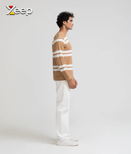 XEEP – Nouveau T-shirt personnalisé à manches longues pour homme, en jersey uni polyester/coton, tricoté, brodé, avec fermeture éclair frontale, détection par aiguille, 180 grammes, en stock - Product Image 3