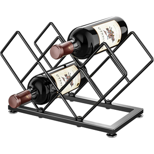 Estante para vinos de metal para 7 botellas, pequeño, ahorrador de espacio, para el hogar, bar, organizador de exhibición de vinos de hierro. - Product Image 1