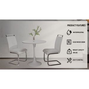 Tavolo da pranzo Tulip bianco da 31,5 pollici per 2-4 persone, tavolo da cucina con piano in MDF e base grigia, elegante e salvaspazio - Product Image 6