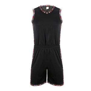 Ensemble d'uniformes de basketball sans manches à col en V, motif crânes imprimé par transfert thermique, logo personnalisé sur le devant, nom de l'équipe, séchage rapide, respirant - Product Image 1