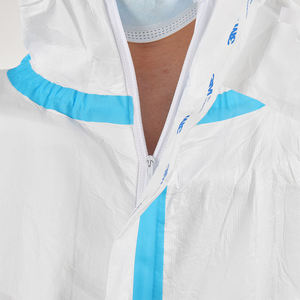 Combinaison de protection blanche avec capuche et bordure bleue, combinaison intégrale pour vêtements de travail de sécurité - Product Image 5