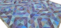 Tapis artisanal en cuir de vachette véritable, patchwork bleu marine et noir, avec poils, pour la maison moderne