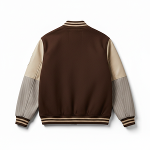 Chaqueta Varsity Heritage 1998 para Hombre, Color Marrón Beige, Bordada, Estilo Letterman, Corte Regular, Cuello Camisero - Product Image 3