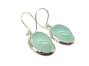 Boucles d'oreilles en cristal de calcédoine aquatique naturelle, faites à la main, en argent sterling 925, bijoux pour femmes, luxe, style bohème, boucles d'oreilles en pierres précieuses de créateur - Product Image 6