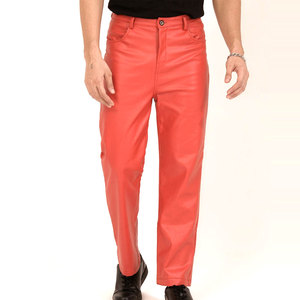Pantalones de Cuero para Hombre con Diseño de Logotipo Personalizado a Precio Razonable, Corte Recto, Cintura Media, Ligeros, Casuales, de Color Sólido - Product Image 1