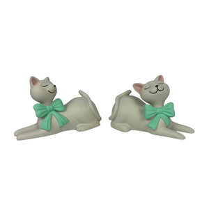 Suministro de fábrica, estatuas de gatos grises con pajaritas, hermoso estilo artificial de resina para decoración, buenos precios - Product Image 5