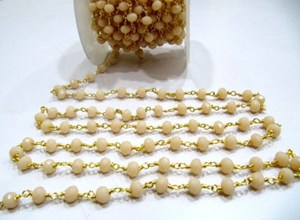 Pink Opal Quartz Rondelle Faceted Beaded Wire Wrapped <b>Rosary</b> Aati Chain - Product Image 2