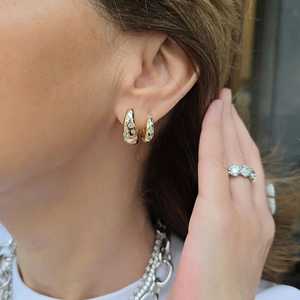 14mm Small Huggie <b>Earrings</b> Round Cut Lab Grown Diamond Flush Set Minimalist Everyday Wear Mini <b>Hoops</b> 14K <b>Solid</b> Gold Manufacturer - Product Image 2
