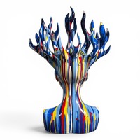 Sculpture abstraite en polyrésine de buste féminin avec motif goutte d'eau et flamme, objet décoratif moderne pour la décoration intérieure