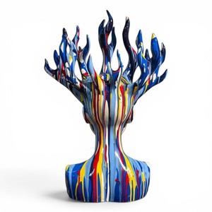 Escultura Moderna de Busto Femenino con Arte Abstracto de Goteo de Resina, Pieza Decorativa de Poliresina para Decoración del Hogar - Product Image 4