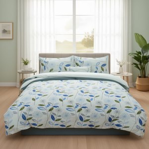 Nature Bliss 90x100 Inch Queen <b>Comforter</b> Bedding <b>Set</b> 20s Cotton Soft Warm with Light Feature for Home or Hotel - Product Image 3