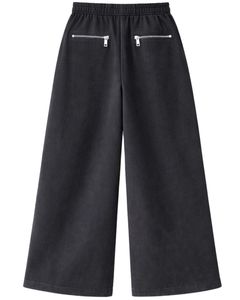 Pantalon cargo large en molleton noir anthracite personnalisé pour femme, taille élastique, poches zippées, style streetwear décontracté, idéal pour l'hiver - Product Image 2