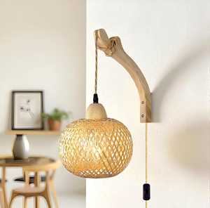 Handmade Bamboo Woven <b>Wall</b> <b>Sconce</b> Retro Farmhouse Bedside Lamp Eco Friendly <b>Wall</b> <b>Light</b> Fixture OEM Supplier Vietnam - Product Image 1