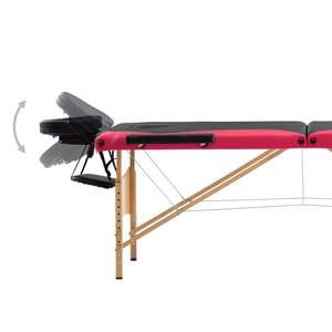 Table de massage pliable en bois noir et rose à 3 zones, tables et lits de massage de qualité supérieure - Product Image 5