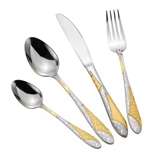 Ensemble de couverts de cuisine et de salle à manger haut de gamme en métal, cuillère, fourchette, couteau en acier inoxydable, ensemble de couverts élégants, vaisselle élégante - Product Image 2