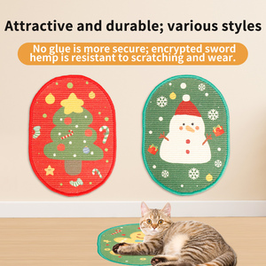 Green Gingerbread Man Christmas Tree Wall Cat Scratcher <b>Pad</b> Sisal <b>Scratch</b> Board Cat Claw <b>Pad</b> for Indoor Cats - Product Image 2