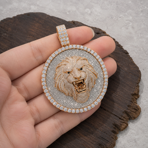 จี้รูปหน้าสิงโตเงินแท้ 925 ประดับเพชร พร้อมสร้อยเทนนิส สไตล์ฮิปฮอป - Product Image 3