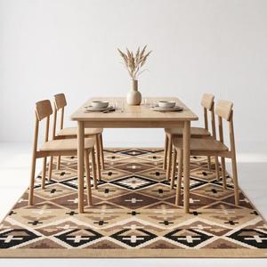 Tapis élégant en laine tissé à la main, beige et marron, couleur unie, tissage plat, tapis de zone moderne bohème, décoration de sol antidérapante, poils moyens - Product Image 4