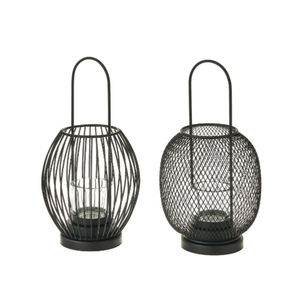 Ensemble de 2 porte-bougies votives en fer et verre noir de haute qualité pour la décoration de la maison, Noël et les mariages - Product Image 1