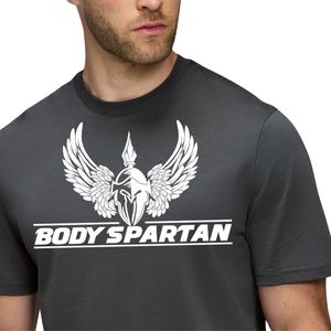 Men’s Charcoal Grey Graphic Print T Shirt Crew Neck Short Sleeve Athletic Gym Workout Training Casual Sportswear Tee - Product Image 3