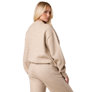 Womens Beige Knitted Crew Neck Sweater and Wide Leg <b>Pants</b> Set Soft Touch Lounge Wear Casual Winter Co Ord Outfit - Product Image 2