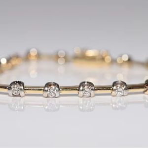 Pulsera de Moissanita con Cuentas, Plata de Ley 925, Chapada en Oro, Ajustable, Joyería de Lujo para Mujer, Regalo - Product Image 1