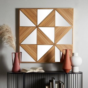 Handcrafted Willow Wood <b>Wall</b> <b>Mirror</b> 28x28 Rustic Round <b>Light</b> Brown Sustainably Sourced Bathroom Bedroom Decor India - Product Image 3