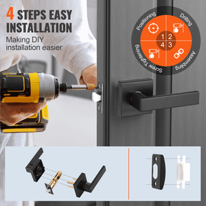 Maniglia per Porta Passante Nera Opaca, Confezione da 5, Reversibile con Rotazione a 45 Gradi, per Porte con Cerniere a Destra e Sinistra, Senza Blocco - Product Image 4