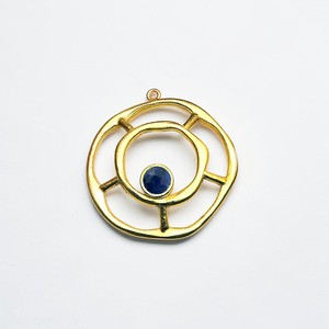 Colgante Geométrico de Aleación Chapado en Oro con Zafiro Engastado en Bisel, Estilo Vintage Unisex - Product Image 1