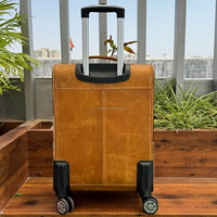 Bagages de cabine en cuir usiné à la main pour hommes et femmes Bagages de voyage à roulettes en cuir de vachette véritable Bagages à roulettes