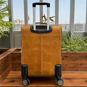 Men & Women Hand Tooled Leather Carry-on Luggage Suit Cases Travel Wheel <b>Trolley</b> Luggage Real Cowhide Leather Suitcase Luggage - Product Image 5
