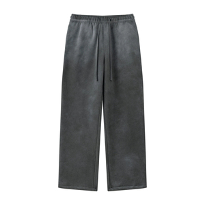2026 Newest Style Terry Cotton Baggy <b>Trousers</b> Men's Casual Oversized Wide Leg Sweat Jogger Flared Pants Breathable <b>Elastic</b> <b>Waist</b> - Product Image 2