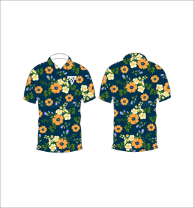 Polo à imprimé floral pour hommes, bleu marine, manches courtes, décontracté, respirant, léger, coupe ajustée, à la mode - Product Image 3