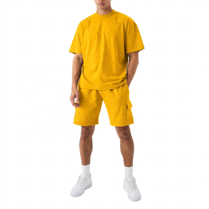 SPINE CRAFT Ensemble deux pièces streetwear décontracté pour homme en tissu éponge écologique haut de gamme, t-shirt à col rond ample pour jeune homme - Product Image 5