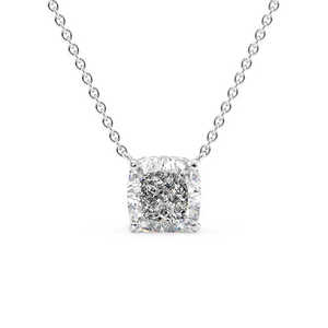 Collar con colgante solitario de diamante talla cojín con halo oculto, chapado en oro, plata de ley 925, joyería para fiesta nupcial - Product Image 1