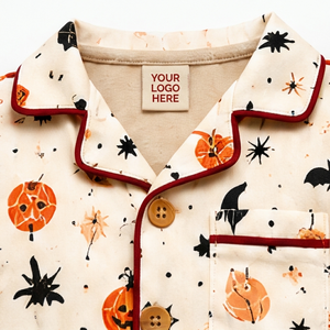 Conjunto de Pijama de Halloween para Bebés Unisex al por Mayor, Mono de Manga Larga con Estampado de Sombrero de Bruja, Telaraña y Calabaza - Product Image 3