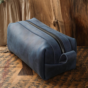 Genuine Leather Toiletry Bag <b>Mens</b> Dopp Kit Shaving Wash Bag Travel Grooming Kit <b>Pouch</b> Custom Logo Bulk Order TYG-0251 - Product Image 1